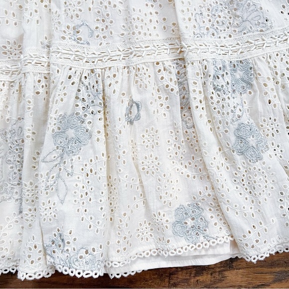 Love Sam • Lucy In The Sky dress midi embroidered eyelet tiered beaded cream - Picture 9 of 14
